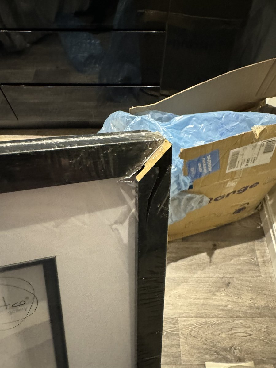 Hello @TheRangeUK, maybe have a word with your delivery partner Evri about the absolute state of this?! Box so damaged it barely stands upright, only two of the six large photo frames I ordered are undamaged. I’d send them back, but the box is literally in tatters…