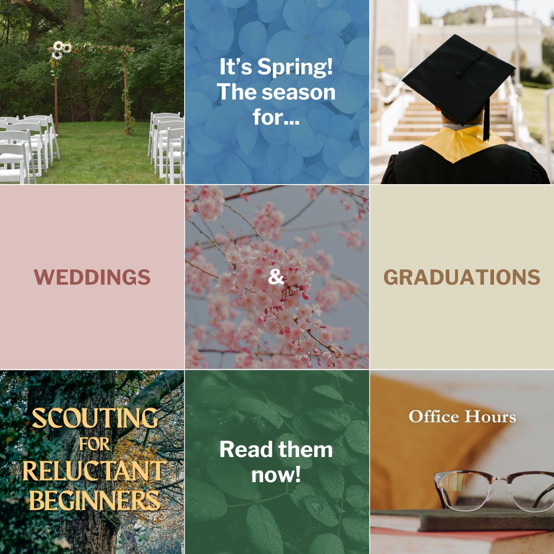 Spring: Time for big life events, also the setting of two #mmromance   stories now available on #KindleUnlimited. Read Scouting for Reluctant  Beginners by Louisa Vidal (wedding!) and Office Hours by Rena Butler  (graduation!): spacefruitpress.com/books