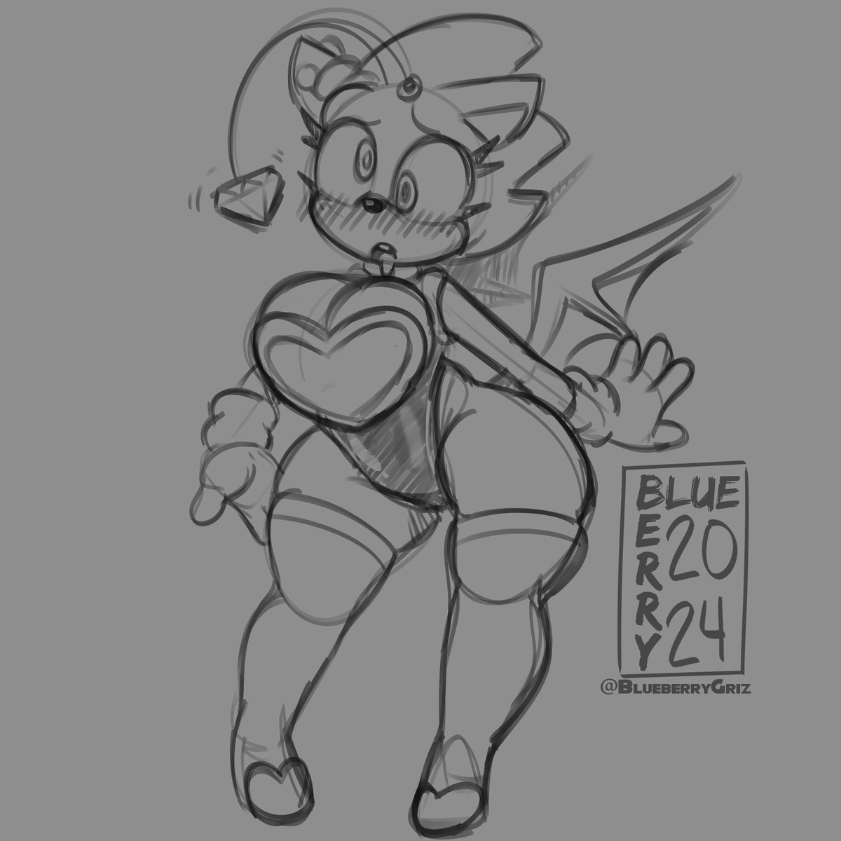 I also found out I'VE NEVER DRAWN C. SONIC IN A ROUGE OUTFIT. So I had to fix that and added in a bit of silly to it. Remember to follow the Emerald!