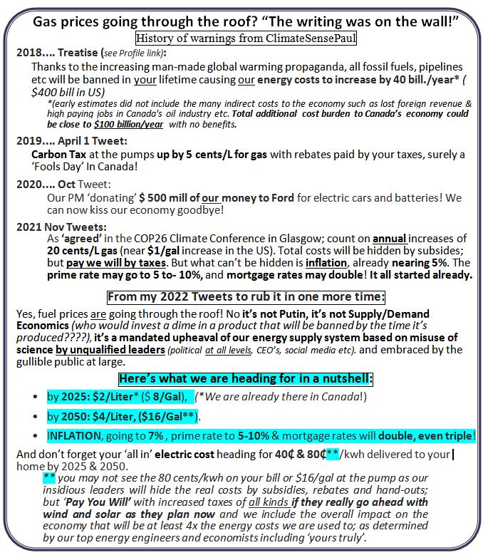Real_Science007's tweet photo. ...2/3...On this path it will be near $2/L, by 2025 and $4/L by 2050 for those that still need it when, ‘they’ say, the ‘elimination’ of fossil fuels will be completed! Attached is from my 2021 Tweet on these details and more, still valid today and to contemplate. (pic) https://t.co/t65bu2aKkl