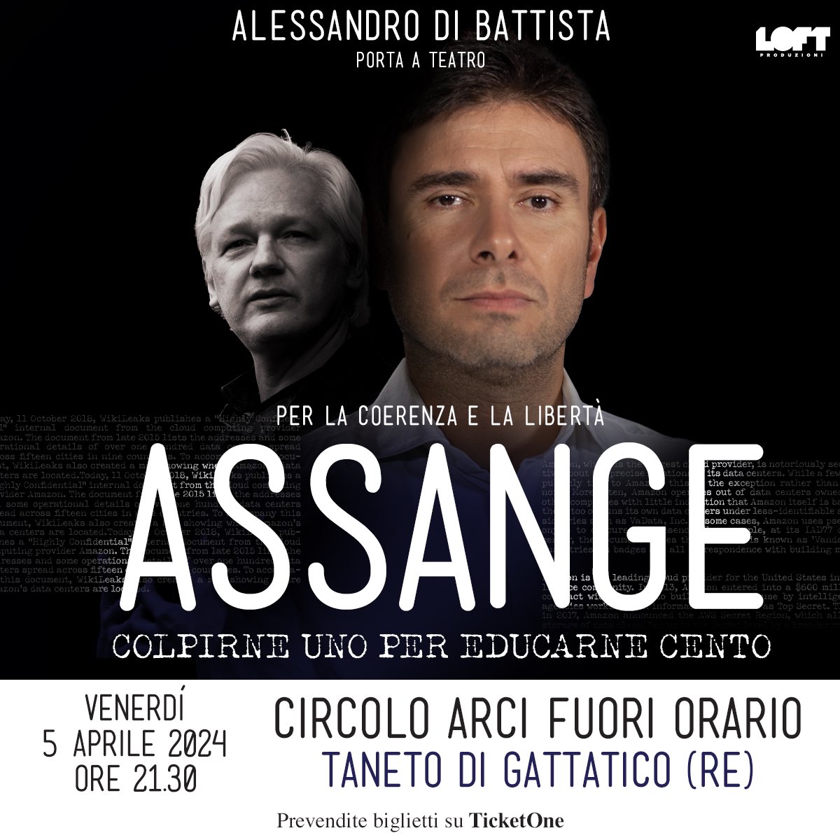 Domani (venerdì 5 aprile) sarò a TANETO DI GATTATICO (Reggio Emilia). Vi aspetto a teatro. I biglietti li trovate qui 👉 bit.ly/DiBattistaAssa… #FreeAssangeNOW
