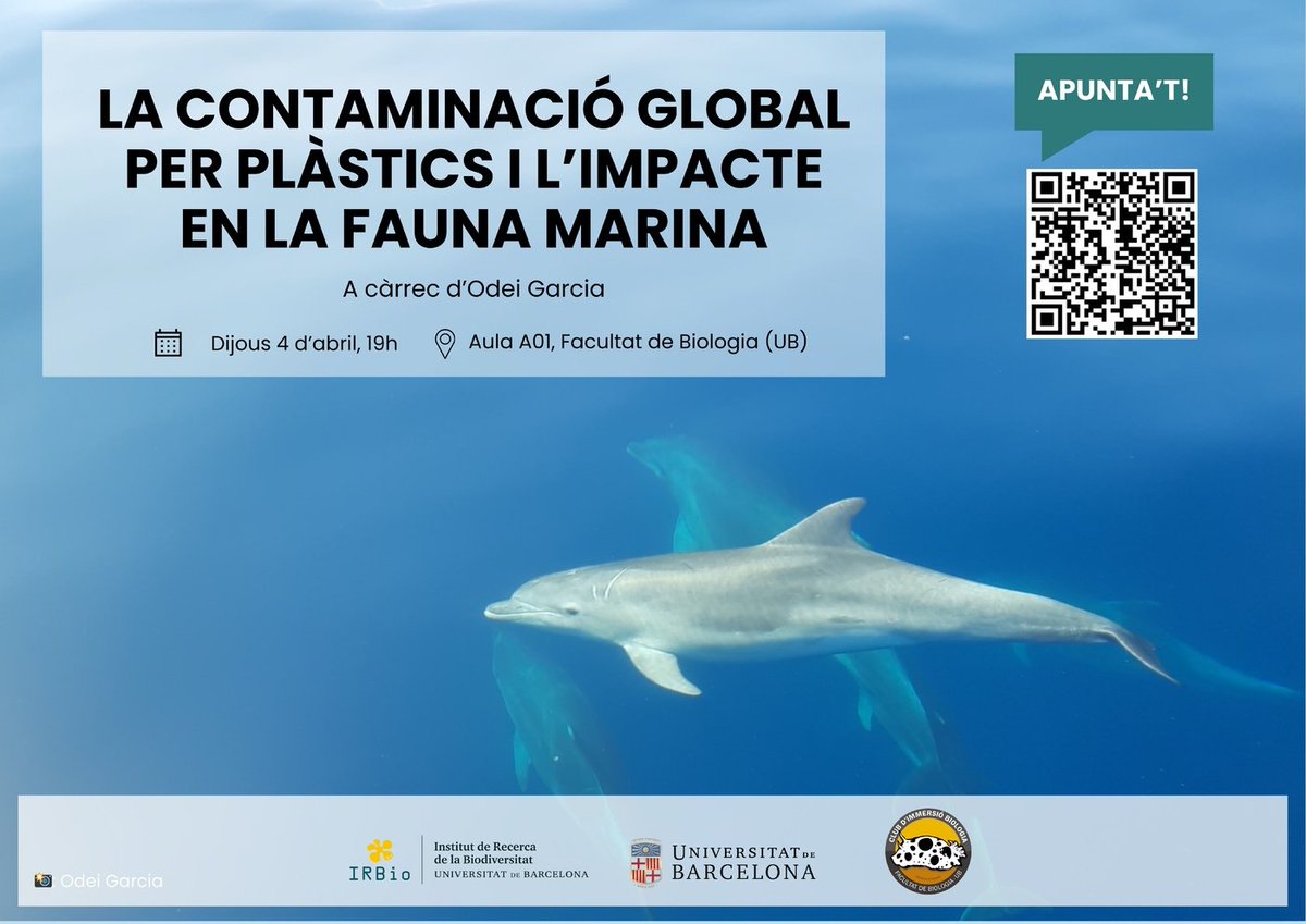 Aviat més plàstics que peixos! Facultat biologia conferència @CIBsub amb investigador @odeigg19. Moltes evidències científiques d'impactes dels plàstics, microplàstics, nano plàstics i aditius químics afegits a plàstics en els ecosistemes marins #ProuPlàstics #plasticpollution