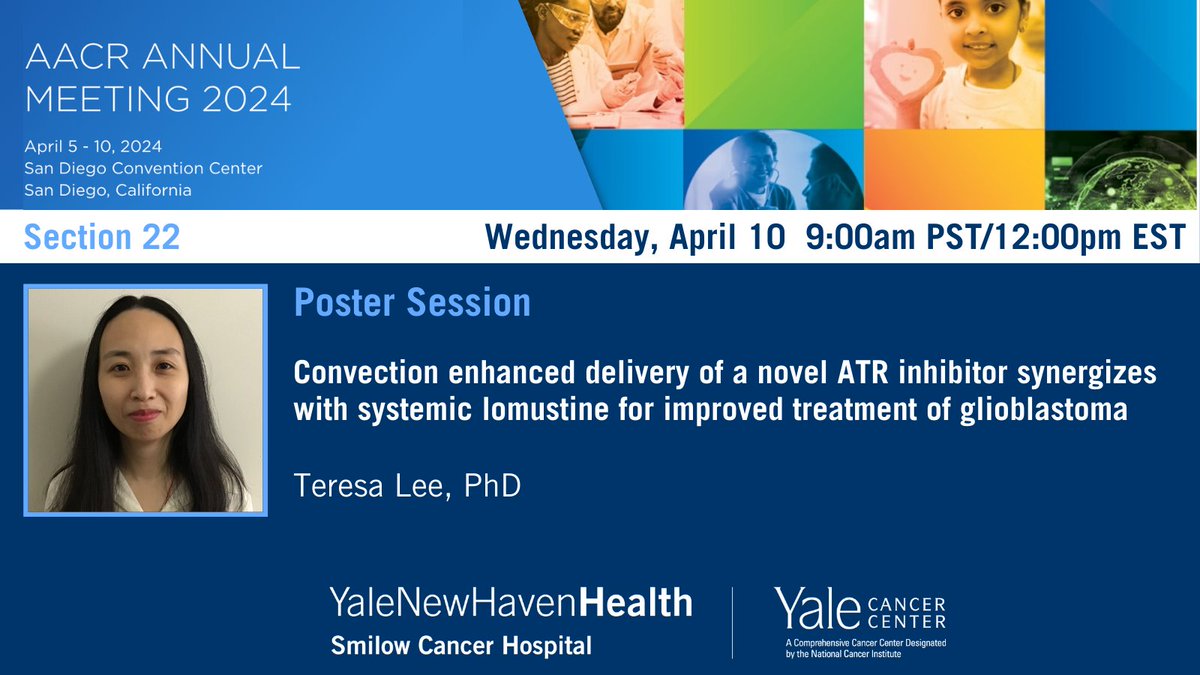 At 9am PST/12pm EST in Sect. 22, Dr. Teresa Lee @SaltzmanLab will present data on how comb. approach w/convection enhanced delivery (CED) is viable option for potential clinic use in treatment of #glioblastoma. abstractsonline.com/pp8/#!/20272/p… @SmilowCancer @YaleMed @YNHH @ranjitbindra