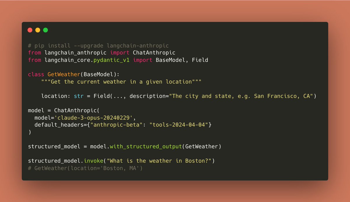 LangChainAI's tweet image. 🅰️ Anthropic Tool Calling 🛠️

@AnthropicAI just added tool use to their Claude 3 APIs, which is extremely useful for structured outputs.

Here&apos;s a short video explaining how to use it from the latest langchain-anthropic package!

@rlancemartin also explains how to design…