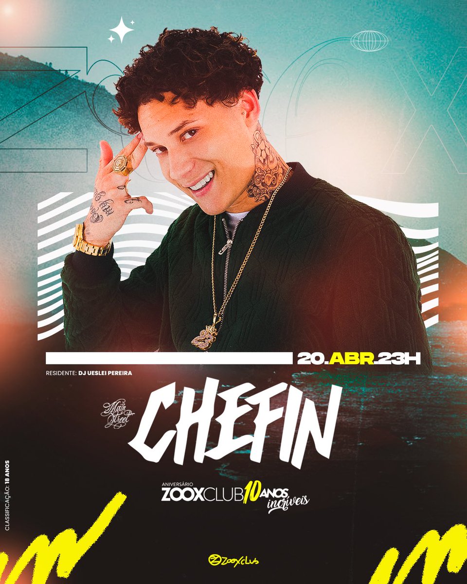 📲 Chefin, tá aí? É a Zoox!

Pode vir com os seus 10 carros e cheirando a 212 porque nós estamos TOTALMENTE preparados!!!

Dia 20 de Abril, a Casinha completa 10 anos e escolheu nada mais nada menos do que o cara que tem os PRINCIPAIS HITS do momento! CHEFIN ❤️