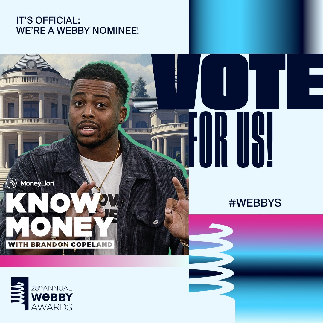 Our very own ‘Know Money’ series was nominated for a #Webby award! Click and scroll to vote for #MoneyLion here: mlion.info/4asIm04 🎉