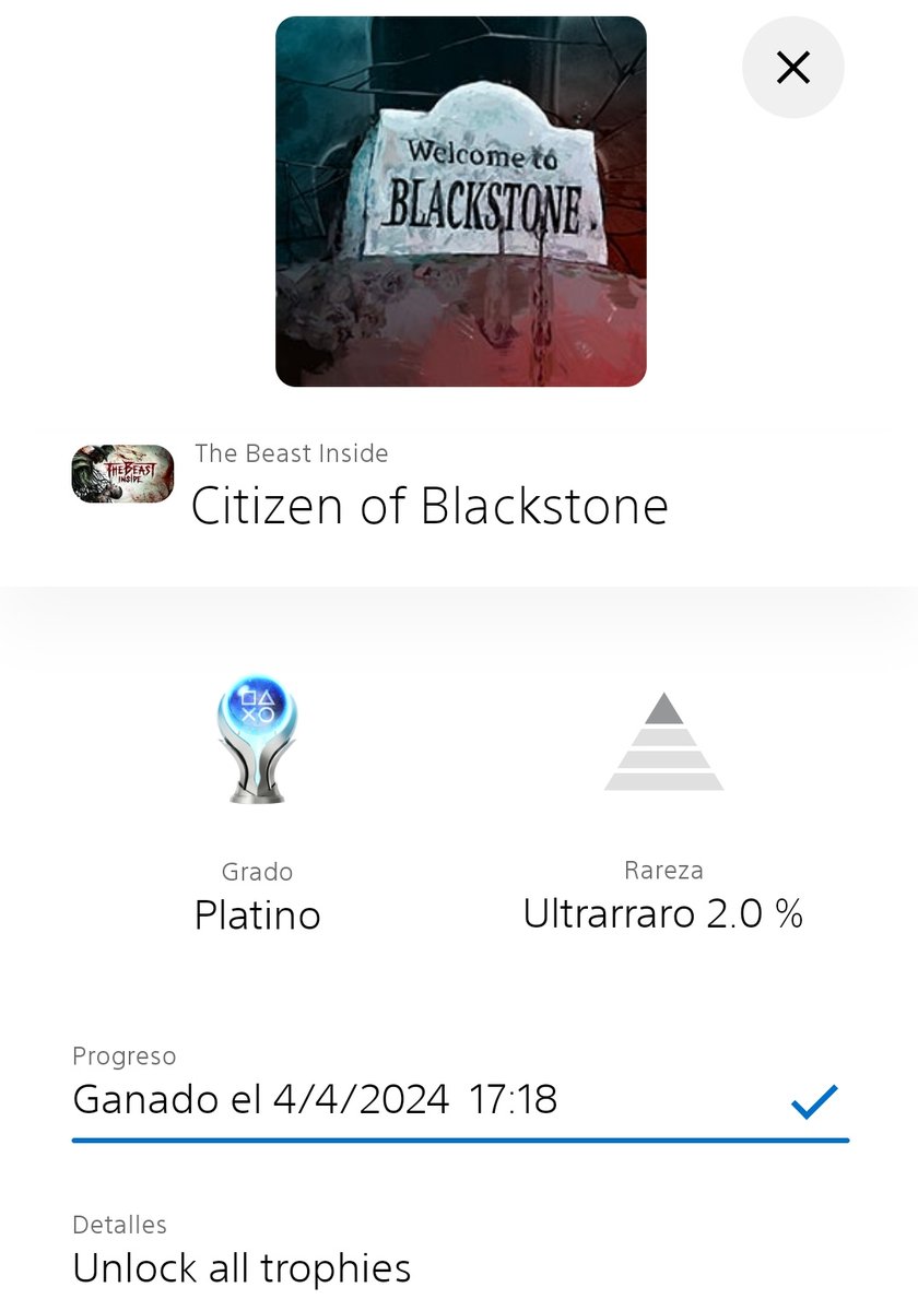 TangananicaGam1's tweet image. Platino N° 135
The Beast Inside
#SomosGamers🎮 #NuncaNosVanACambiarams😉 #TrophyHunter🏆 #TrofeoDePlatino🏆 #SurvivalHorror #PS4