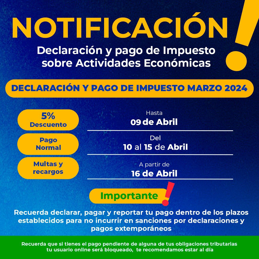 datmarino's tweet photo. Gracias #contribuyentemariño por contribuir en esta Semana Santa de Primera que vivió nuestra isla. Te recordamos que ya comenzó el plazo para pagar y declarar tu Impuesto de Actividades Económicas. Ahorra 5%,  pagando antes del 9 de abril. https://t.co/9fBvmYAQgu