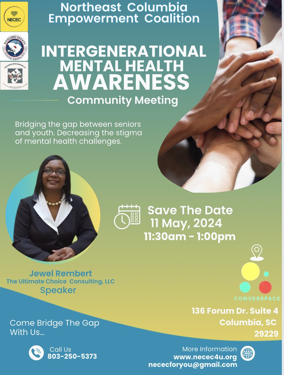 The NECEC will continue its Intergenerational programming for seniors &amp; youth by addressing Mental Health Awareness to bridge the gap. Guest speaker, Jewel Rembert The Ultimate Choice Consulting, will share tools for creating a selfcare checklist among other important MH topics.