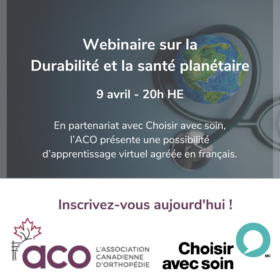 Webinar on Sustainability and Planetary Health (Accredited French Webinar) Tuesday, April 9, 2024 8:00 - 9:00 pm ET In partnership with @ChooseWiselyCA, the COA is pleased to offer a French-language webinar titled 'Sustainability and Planetary Health'. At the end of this…
