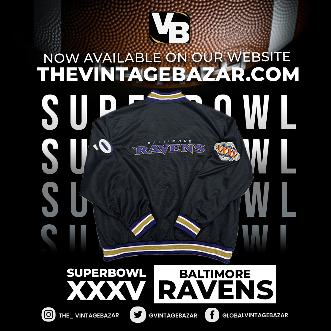 GVintagebazar's tweet image. Gear up in championship style with our Baltimore Ravens Super Bowl XXXV Black Jacket. 

Shop this Limited edition here - thevintagebazar.com/product/nfl-2x…

#ThrowbackThreads #BaltimoreRavens #premium #SuperBowl #nfl #jacket #superbowlxxxvii #superbowlchampionship #BillieEilish #sports