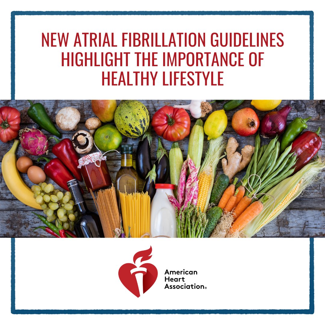 Studies have shown that obese patients who lost weight reduced their atrial fibrillation burden, symptoms, and progression.  The new guidelines recommend at least 10% weight loss in patients with BMI >27kg/m2. 🥕 🌽 🍊 Full article from @american_heart at bit.ly/3wU9NRq