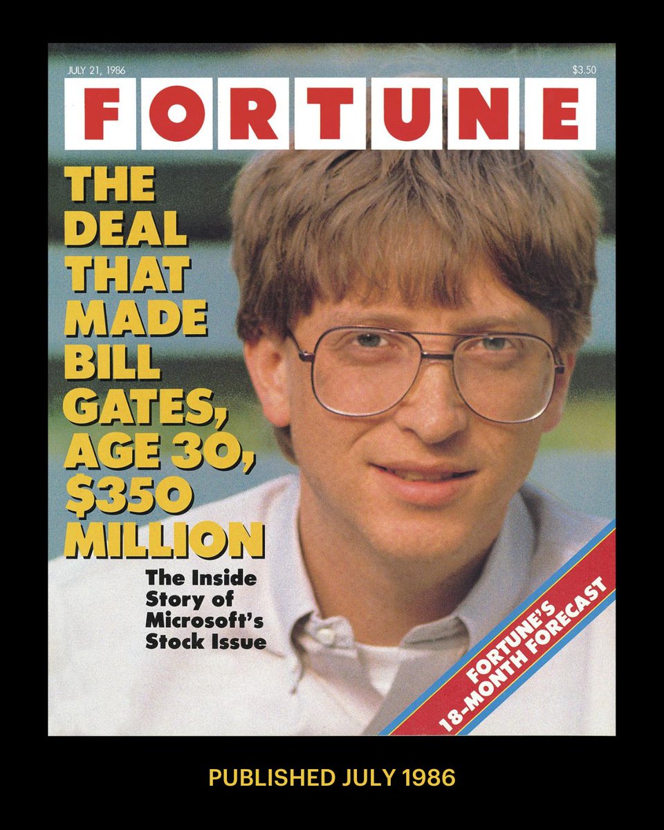 Exactly 49 years ago today, Bill Gates and Paul Allen founded Microsoft. Gates was Fortune’s cover star in July 1986, shortly after the tech giant went public. bit.ly/3VH1fYv