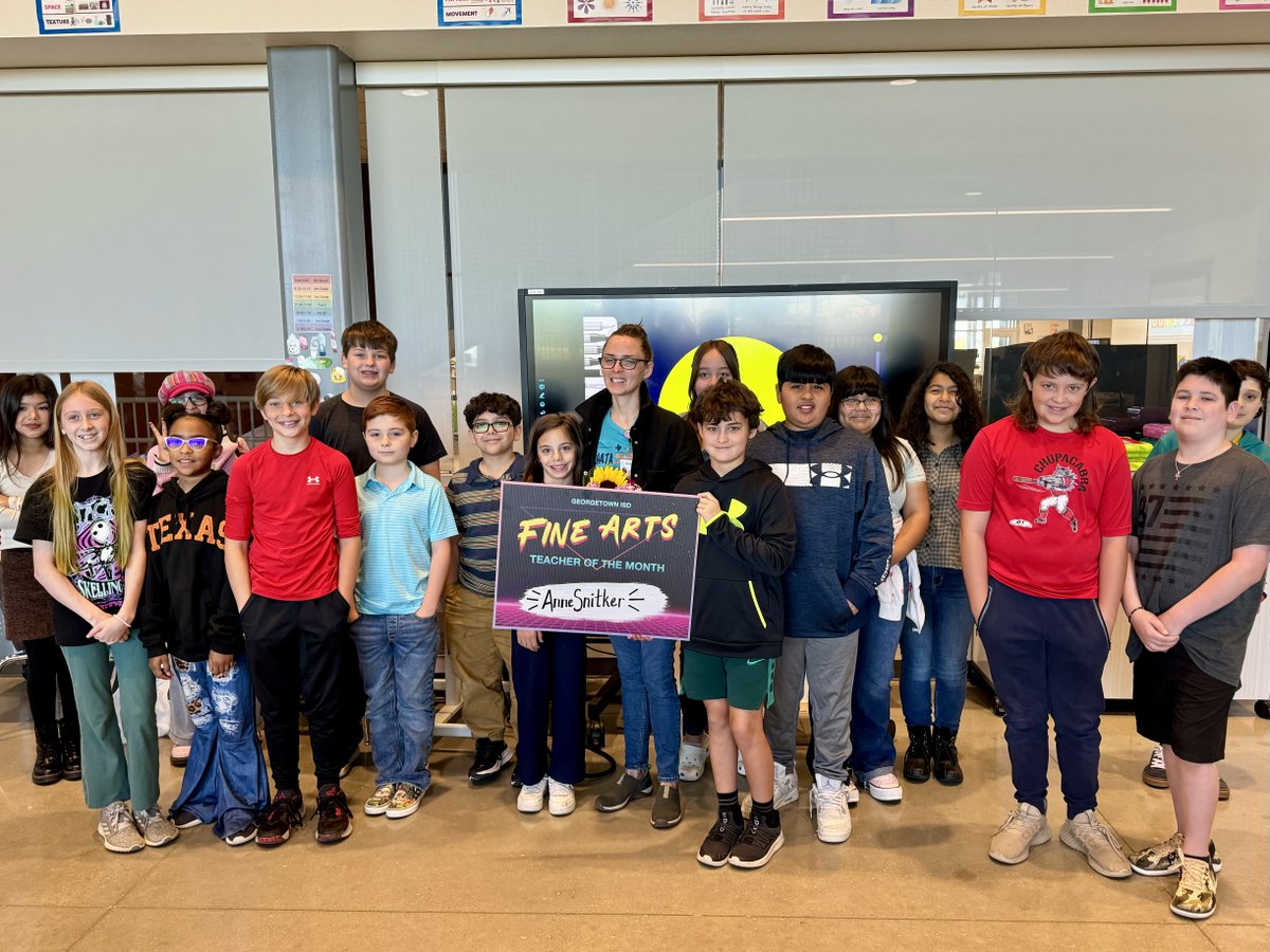 Help us celebrate our Georgetown ISD April Fine Arts Teachers of the Month, Anne Snitker (Williams Elem. Art), &amp; Clint Fleming (FMS Choir)! Support of the arts is essential, but we must never forget the TEACHERS who make the magic happen daily for our students.