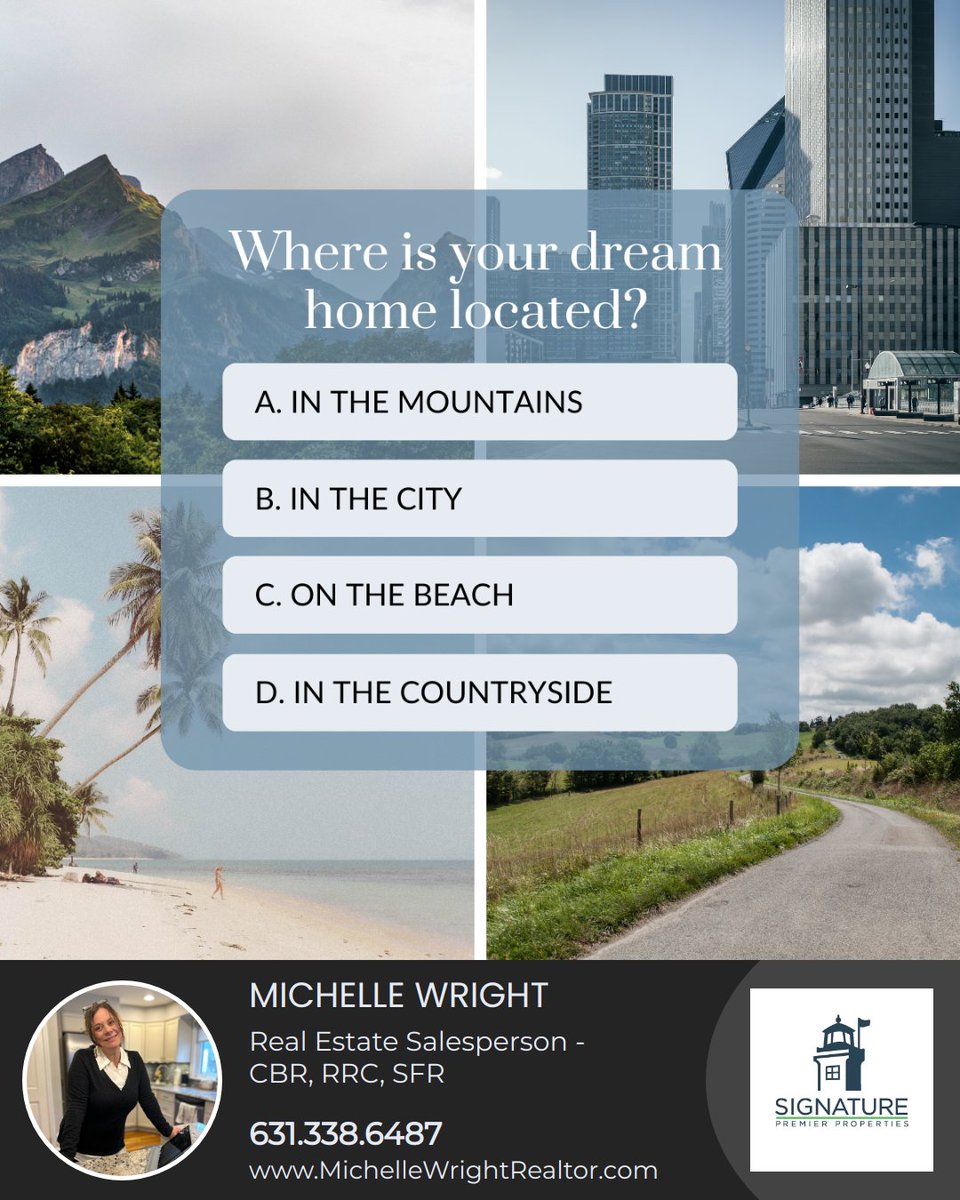 What's your dream home location—mountains, city, countryside, or beach? Share your ideal setting.

#dreamhome #perfectlocation #mountainretreat #citylife #countrysideliving #beachfront
