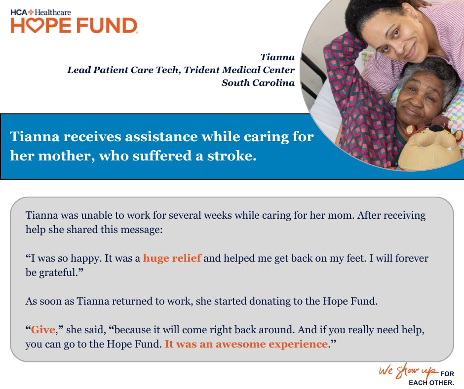Thanks to the support from our donors, when Tianna needed help most the Hope Fund was there. #CareLikeFamily #OurHopeFund

hcahopefund.com