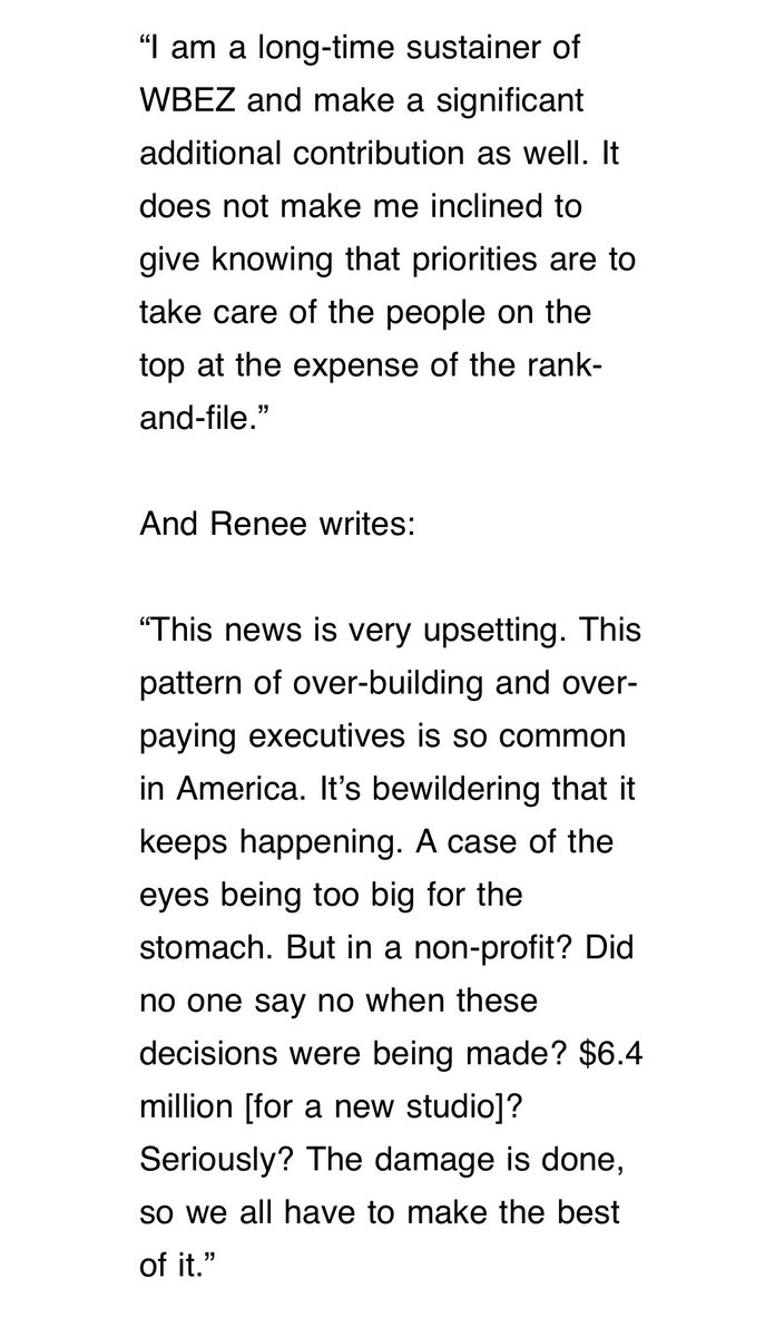 In the WBEZ Rundown newsletter, readers share their “disgust” and concern over the layoffs: “It does not make me inclined to give knowing that priorities are to take care of the people on the top at the expense of the rank-and-file.”