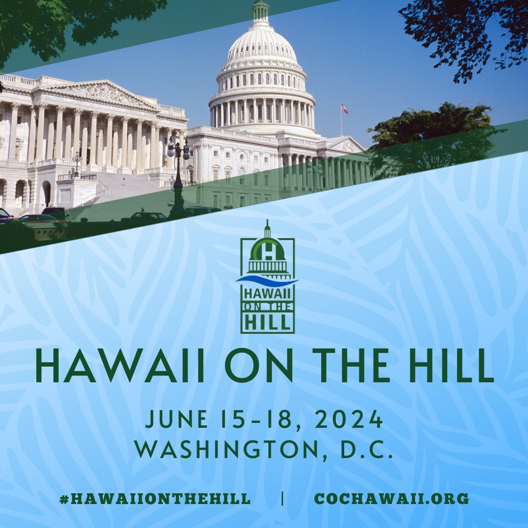 We are one month closer to the 8th Annual Hawaii on the Hill. Attendees will join us again this year for the Policy Summit presented by Papa Ola Lokahi.

Sign up today for Hawaii on the Hill from June 15-18 using this link: business.cochawaii.org/events/details…