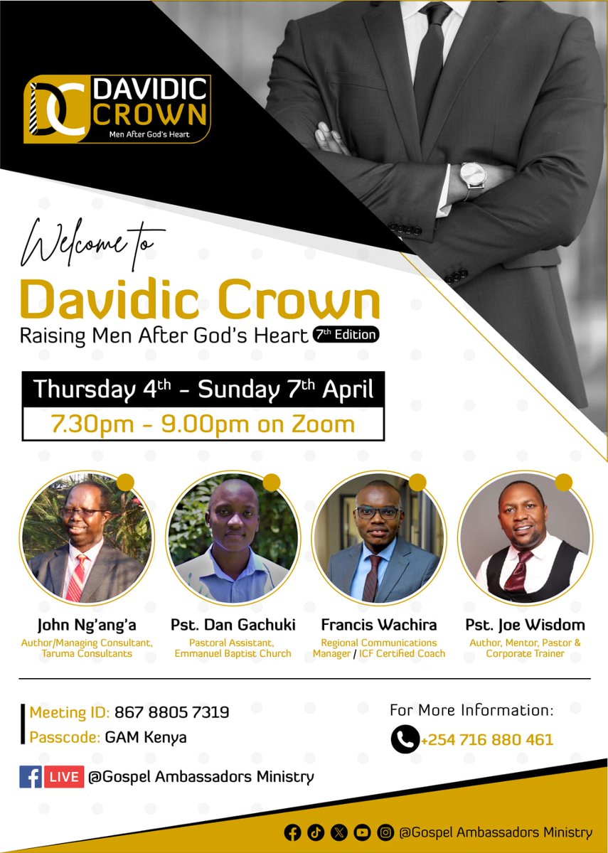 After all, the boychild is not forgotten. I will be handling the topic "Man and Money" in this four-day summit. Inviting all men.