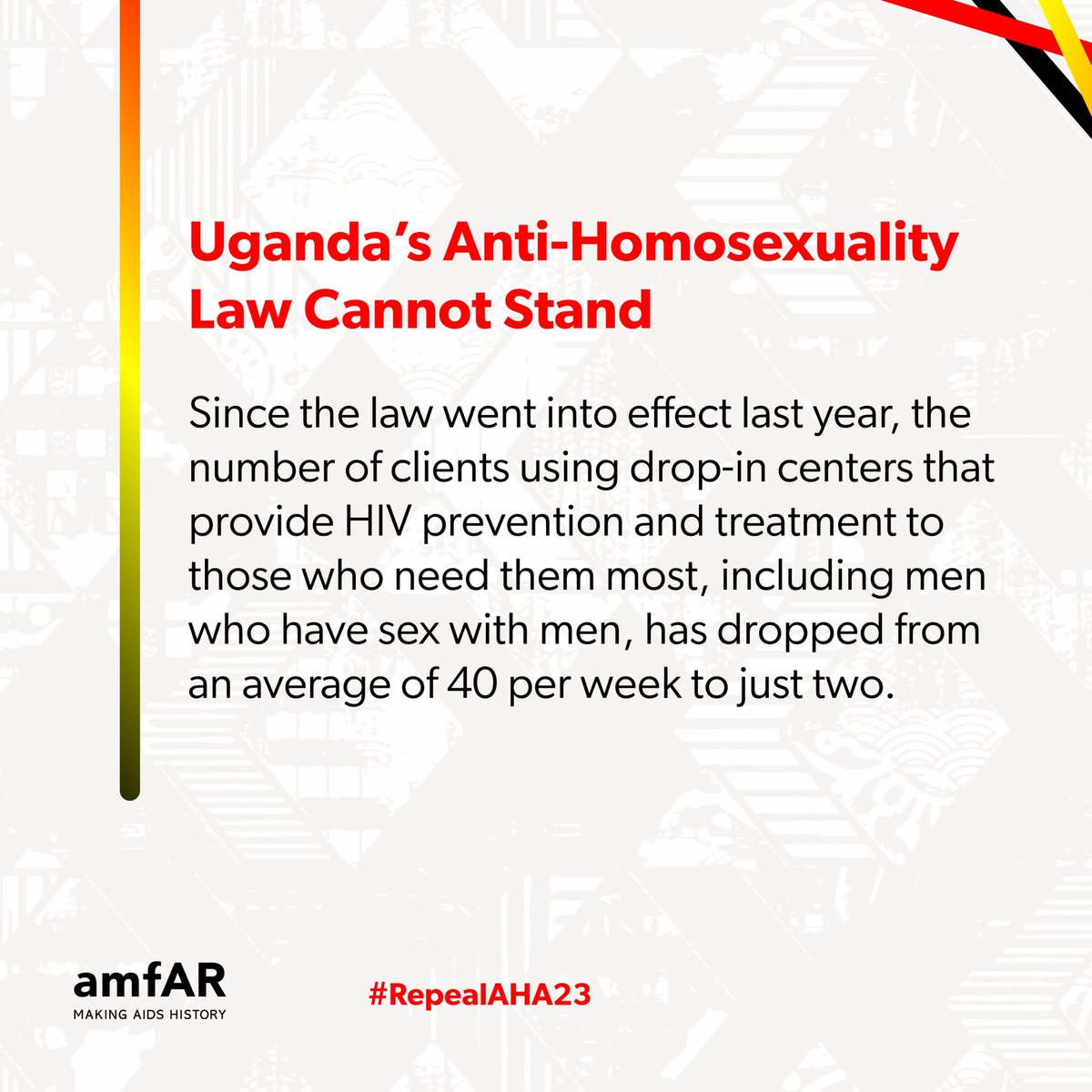 The ruling this week from Uganda’s Constitutional Court upholding the nation’s oppressive anti-homosexuality law is a travesty of justice. Read amfAR’s full statement: amfar.org/press-releases…