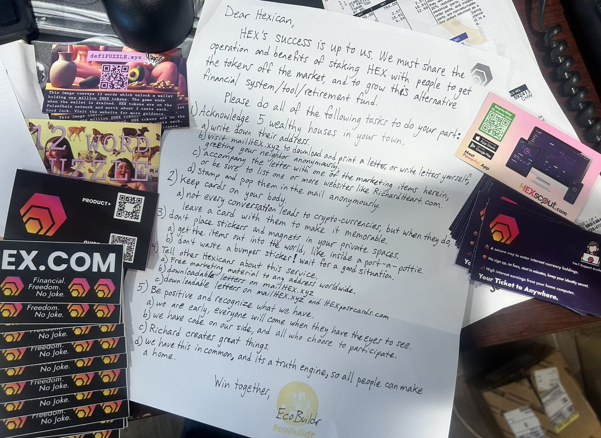 JustinHexican's tweet photo. Shout out @EcoBuildr for another #HexMail package landing right on time, I had just used my last https://t.co/z3Y3fF5tsq sticker yesterday so you came through clutch with this 💪😎 I really like the new HexScout cards, it’s a great app and onboarding tool 🫡🤑 https://t.co/MgHvYeCjol