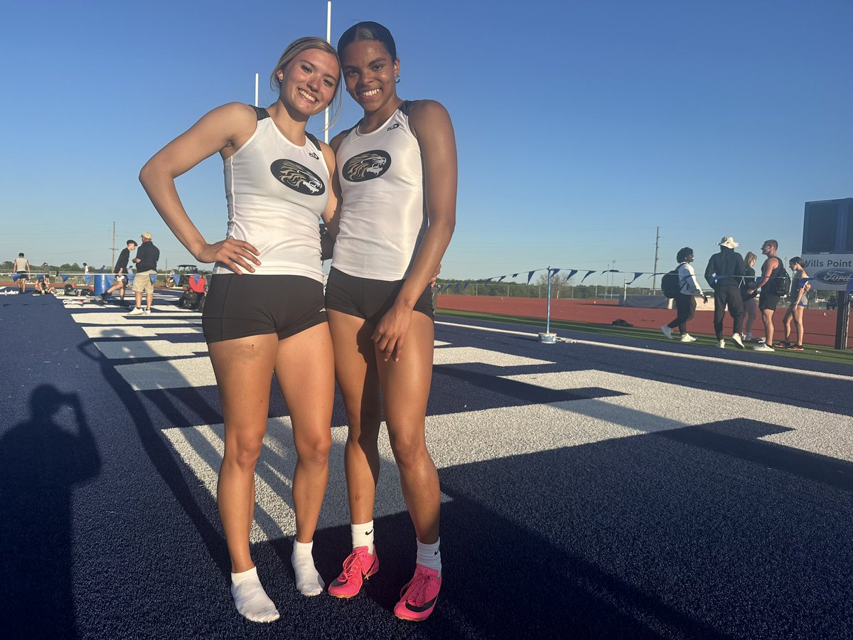 Congratulations to the Varsity Lady Lions Keira Drake and Garrah Prox for placing 1st and 2nd in the 300m Hurdles at the District 14-4A Championship, and for qualifying for the Area Championships! 🥇🥈