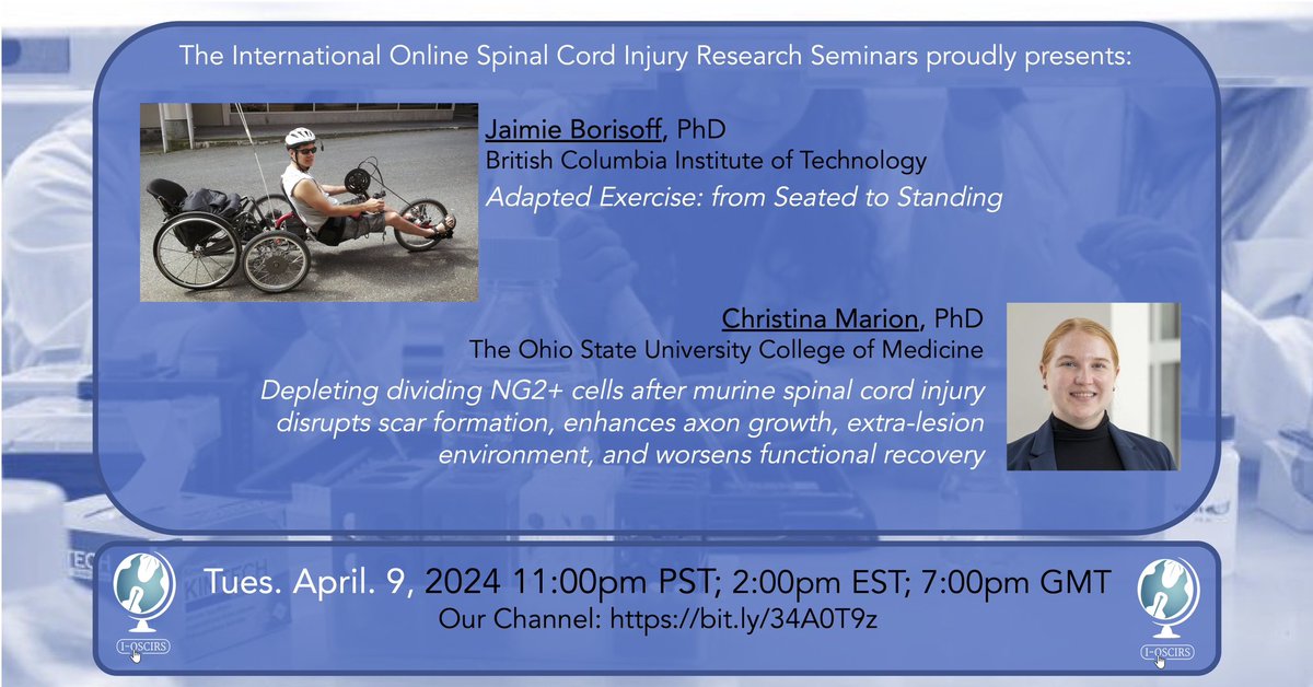 Next Tuesday, April 9th, at 2 pm EST, IOSCIRS is presenting Drs. Borisoff and Marion. Watch the seminar live on our YouTube channel (bit.ly/34A0T9z)
