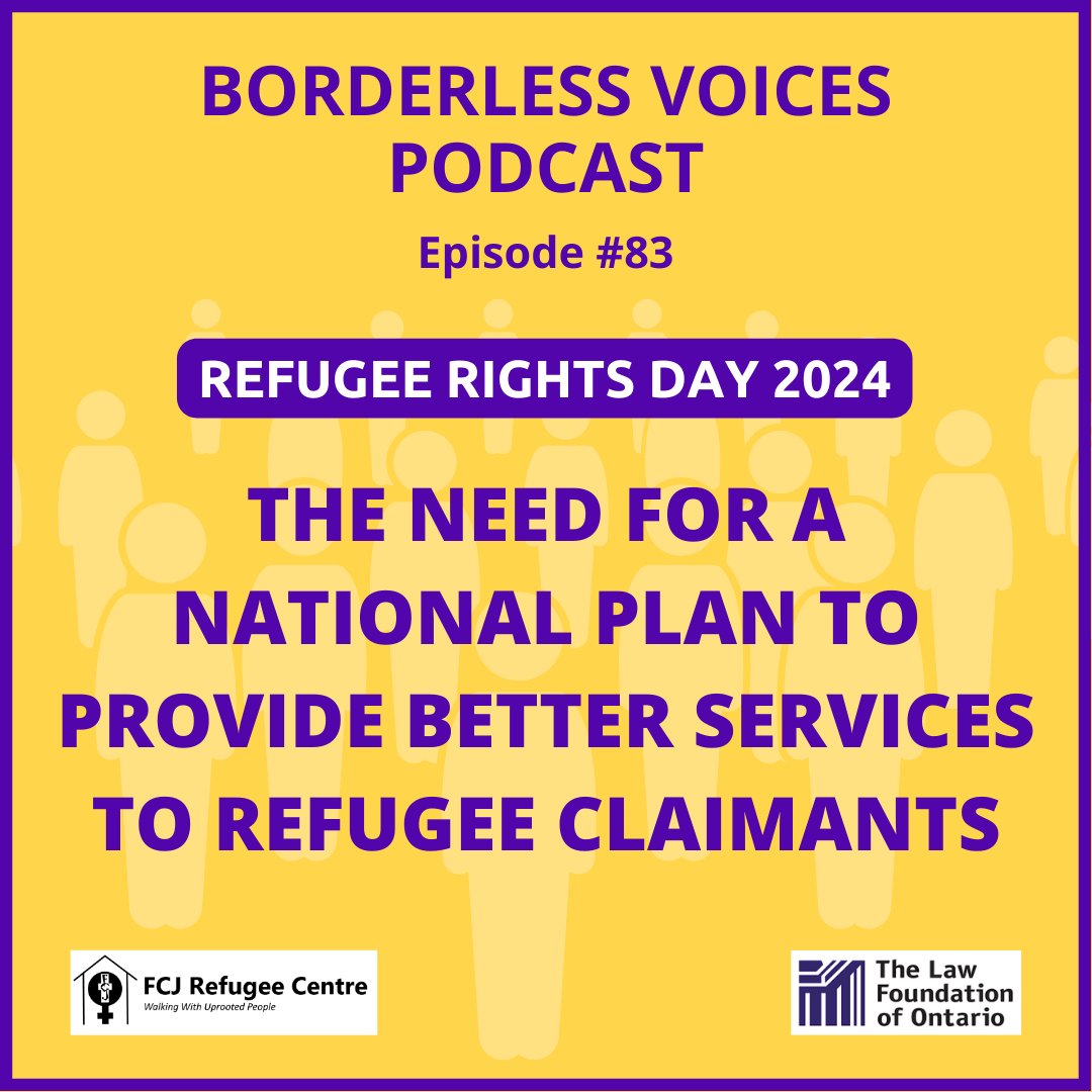 REFUGEE RIGHTS DAY 🎤 New episode in our podcast, 'Borderless Voices': Loly Rico talks about Refugee Rights Day, why it's still so important, and what is needed to better protect refugee claimants. 👇 fcjrefugeecentre.org/podcast/episod…