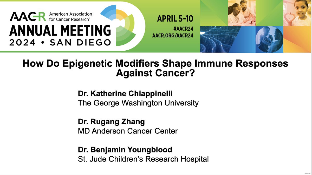 Really looking forward to #AACR24 @AACR and chairing this session on epigenetic regulation of immune response to cancer with @ZhangLabMDA and Ben Youngblood (April 6 from 2:30-4 pm)!