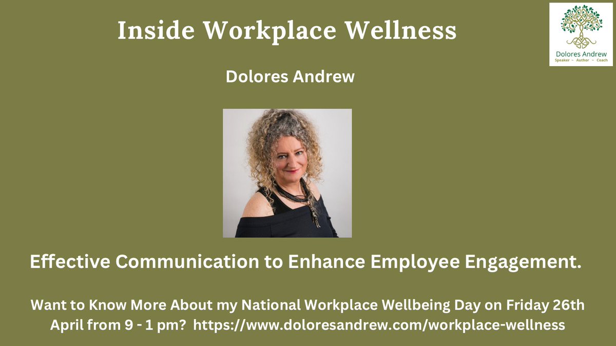 Bitesize Training on Effective Communication in the Workplace tomorrow live on LinkedIn Live at 9.30 It’s the topic I will discuss at my upcoming Wellness event for #WorkWell24 National Workplace Wellbeing Day doloresandrew.com/workplace-well…