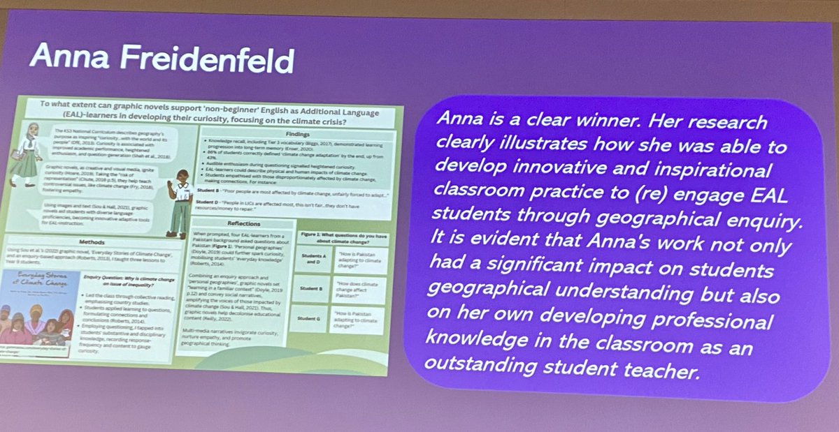 Super proud to watch Anna ⁦@SHUhumanities⁩ ⁦@SHU_SIoE⁩ ⁦@sheffhallamuni⁩ gain national recognition from ⁦@The_GA⁩ for her amazing PGCE research #geographyteacher community