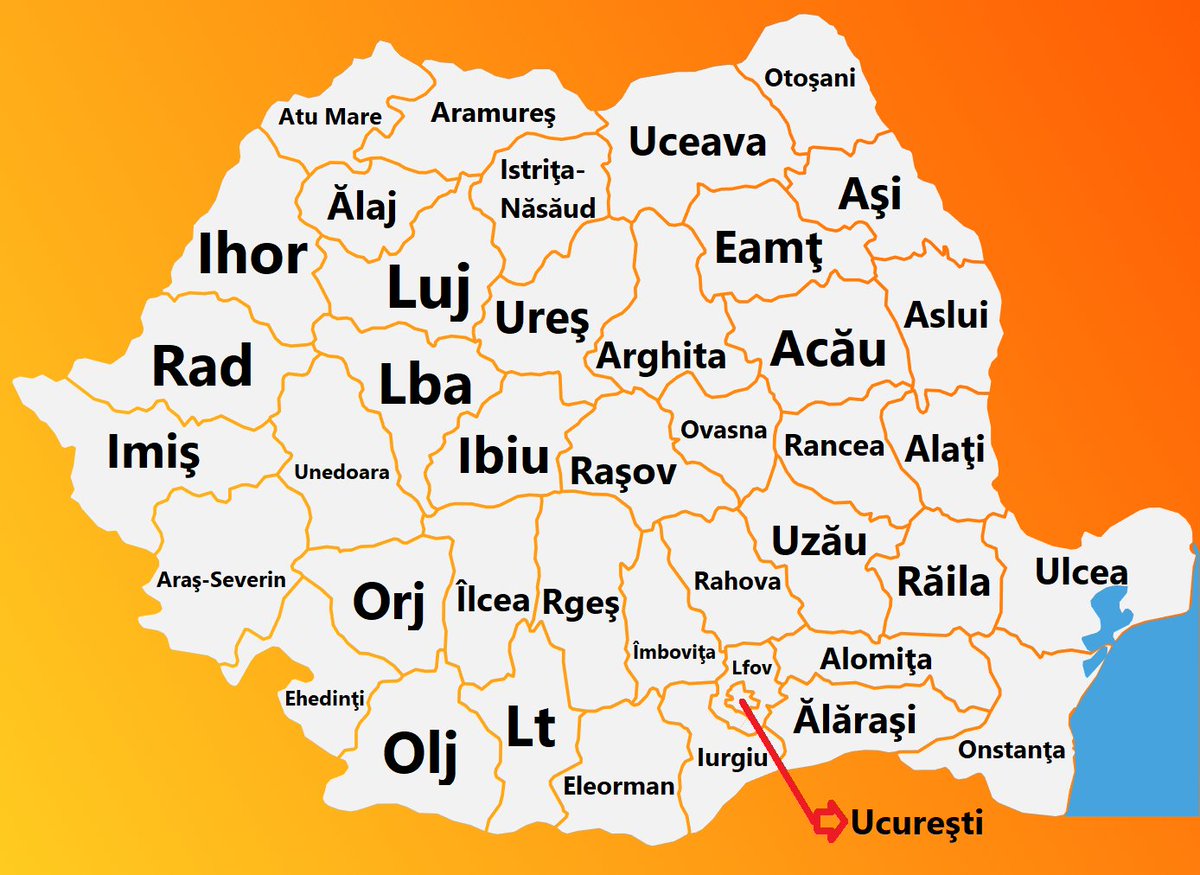 Judeţele României, dacă am şterge prima literă. Inspired by <a href="/TerribleMaps/">Terrible Maps</a>