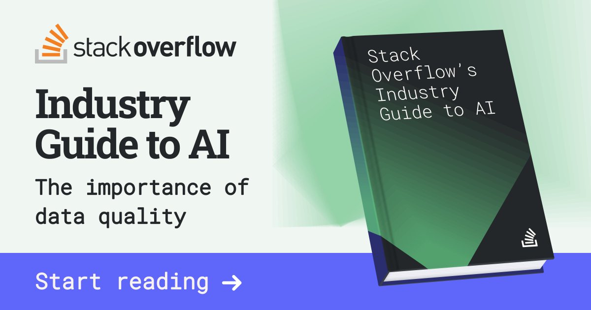 If you ask us, data quality > data quantity 🌟 In our AI Industry Guide, we dig into why data quality is critical to high performing large language models and how using retrieval augmented generation (RAG) can reduce inaccuracies. stackoverflow.co/teams/resource…