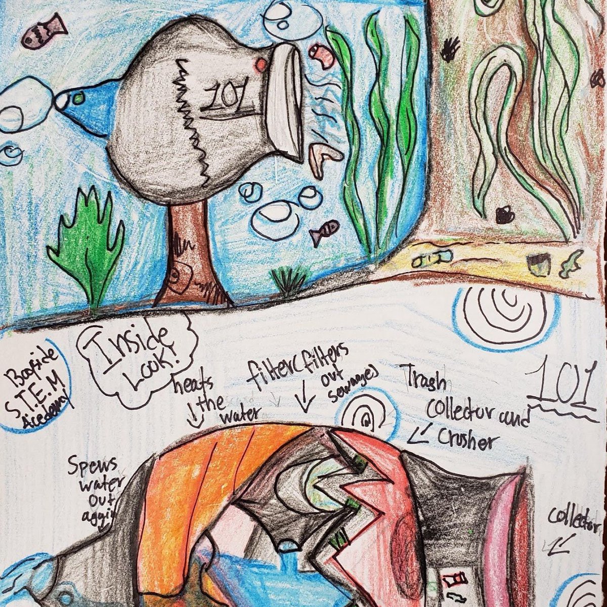 We are proud of Myla from Ms. Grant’s class. She won first prize in the San Diego Engineering Council art contest with her piece, “The 101 Filter.” Way to go! <a href="/SBUSD_NEWS/">SBUSD NEWS</a> <a href="/Supt_SBUSD/">Jose A. Espinoza</a> <a href="/kyletgriffith/">Kyle Griffith</a> #levelupSBUSD