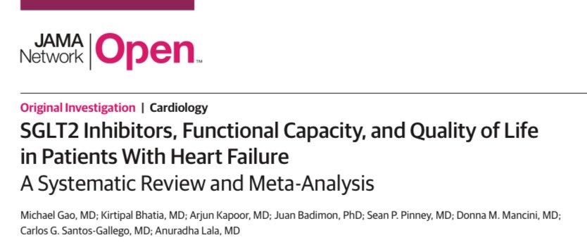 Exciting to see our meta-analysis of 🚶🏽‍♀️🚶‍♂️ & QOL benefits of SGLT2i across sex, DM, EF in > 22000 pts @JAMANetworkOpen! +13 m can mean diff btwn being confined to one’s 🏡 or being able to 🚶🏽‍♀️ across the st. 🙌🏽 context 📖 before #ACC24- where effects of empagliflozin in setting