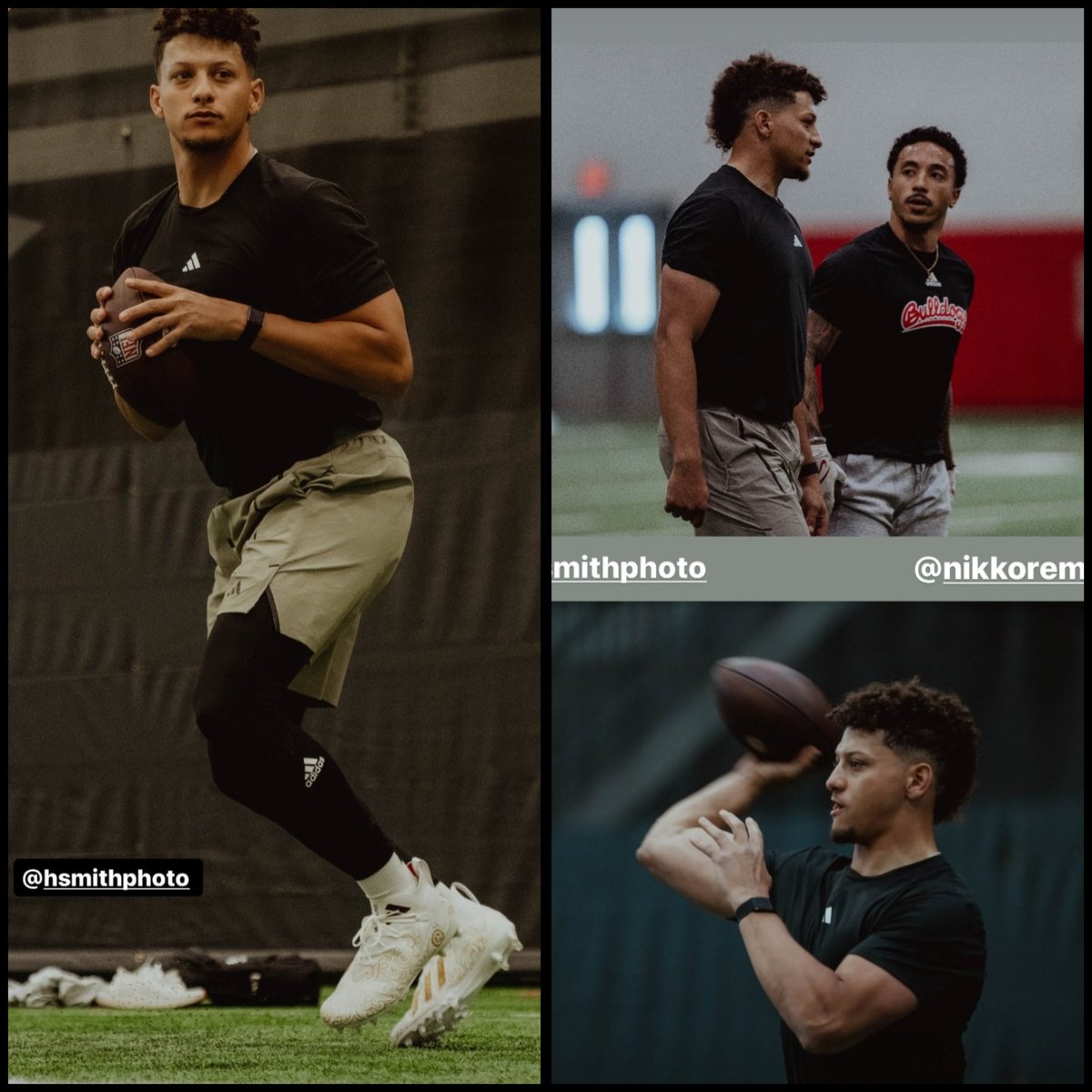 StarcadeMediaKC's tweet photo. Mahomes putting in work with with roster hopeful WR Nikko Remigio. 📷 Hsmithphoto/IG. https://t.co/c9V26DbI58