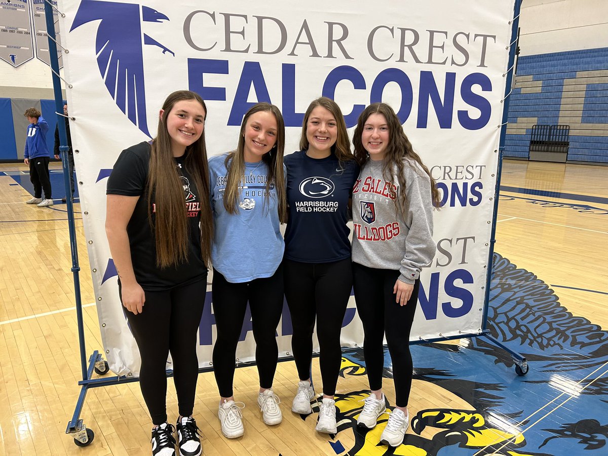 Congrats to our 4 Seniors on their signing day 🏑♥️ Can’t wait to watch you at the next level! <a href="/MUfieldhockey/">Mansfield Field Hockey</a> <a href="/LVCathletics/">LVC Athletics</a> <a href="/pshbgfh/">Penn State Harrisburg Field Hockey</a> <a href="/DSUFieldHockey/">DeSales Field Hockey</a> <a href="/CCHSFalcons/">Cedar Crest Athletics</a>