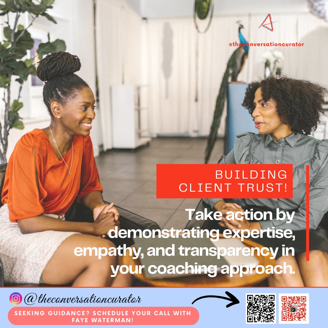 fayewatermancc's tweet image. Elevate your coaching game by showcasing expertise, empathy, and transparency. Your clients deserve nothing less. #CoachingApproach #ProfessionalDevelopment #EmpathyInAction #TransparencyMatters #GrowAndLearn