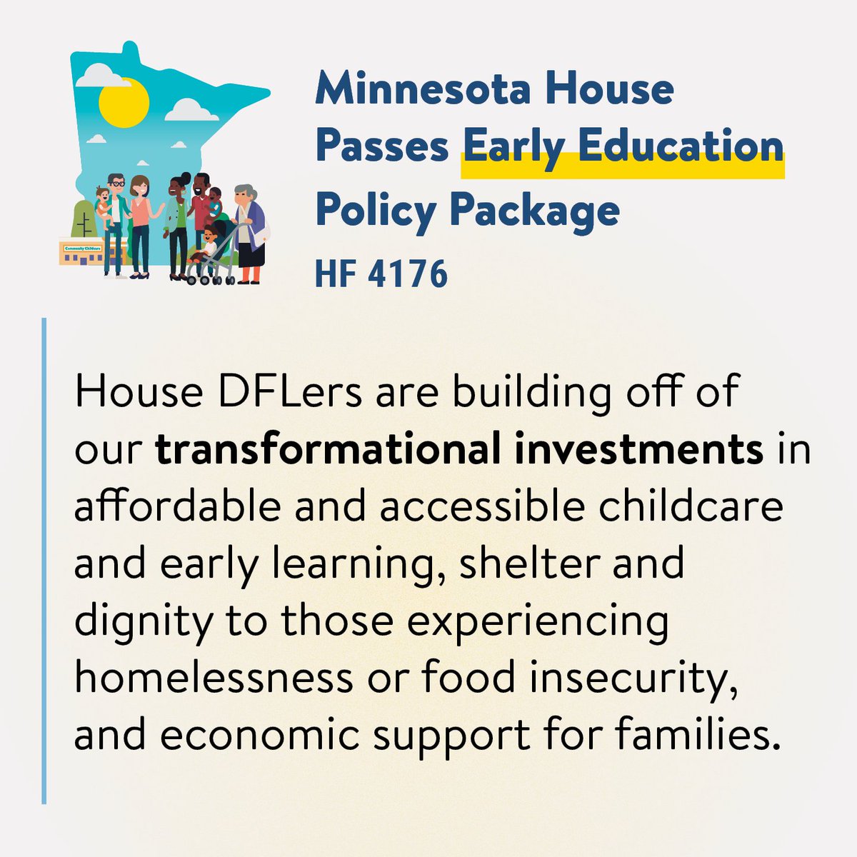 The House has passed the Early Education Policy bill, our next step following last year's transformational $2 billion investment in child care, early learning, and other critical programming for our youngest learners. 🚸👶🛝#mnleg Bill language: revisor.mn.gov/bills/text.php…