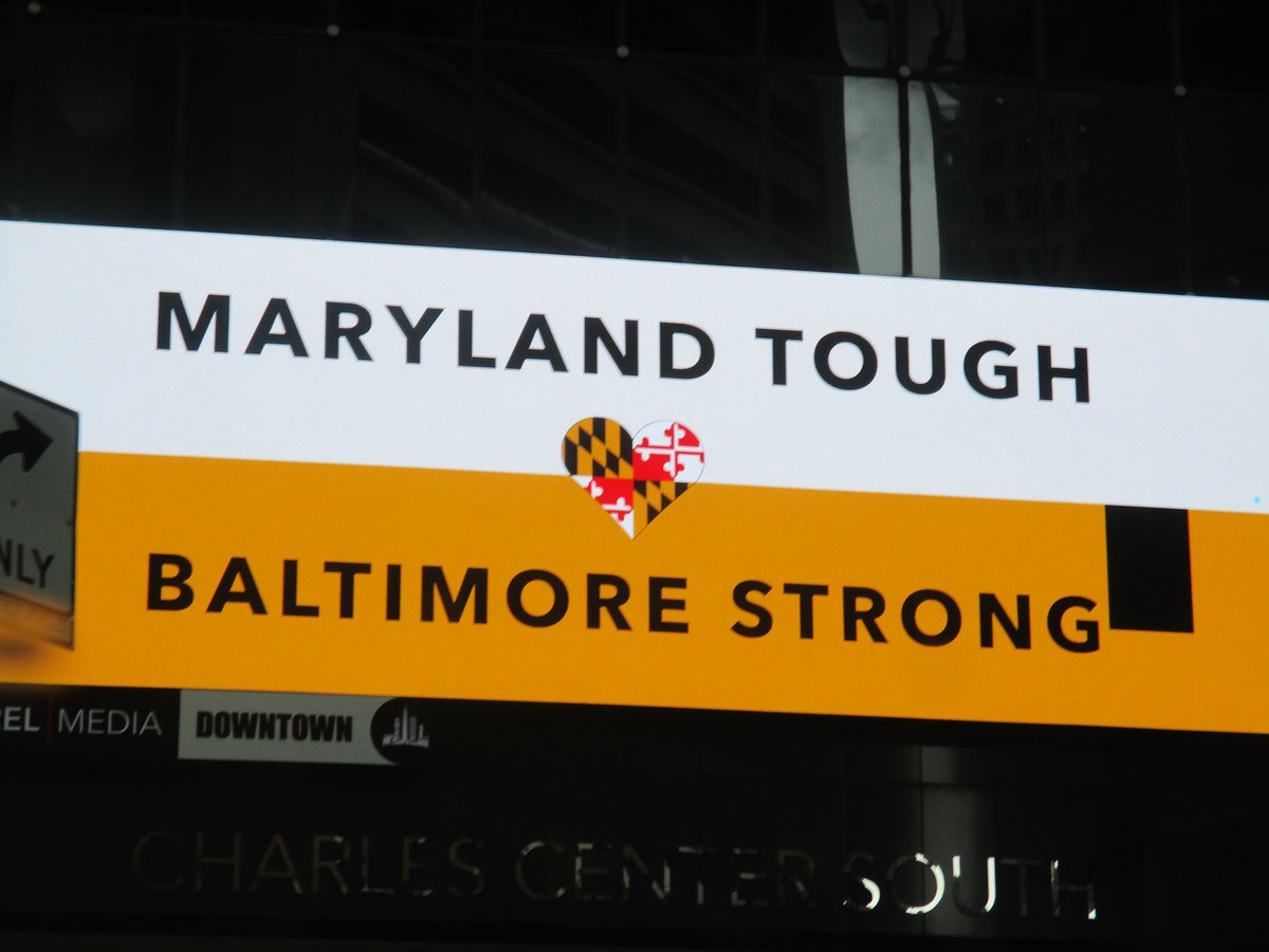 I saw this on an electronic billboard downtown #PrayForBaltimore #baltimorestrong  #MarylandTough  #Baltimore #KeyBridge