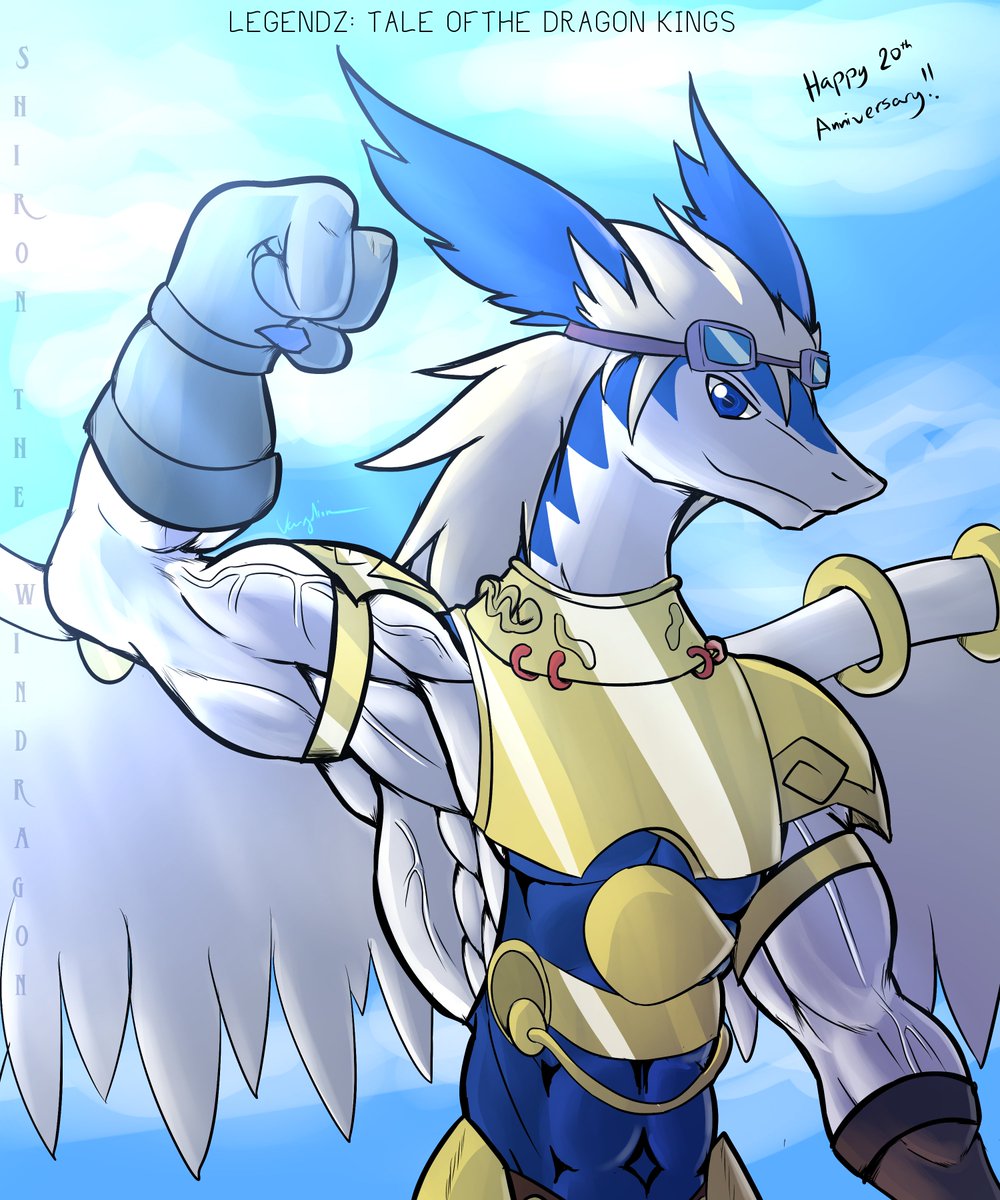 Happy 20th Anniversary Legendz : Tale of the Dragon Kings! 😄

Here's Shiron the Windragon, the character (and the anime he's from) that got me to love dragons and anthros, and is what's responsible for my desire to do art. ^w^ 

#Legendz20th  #shiron #furry #bufffurry