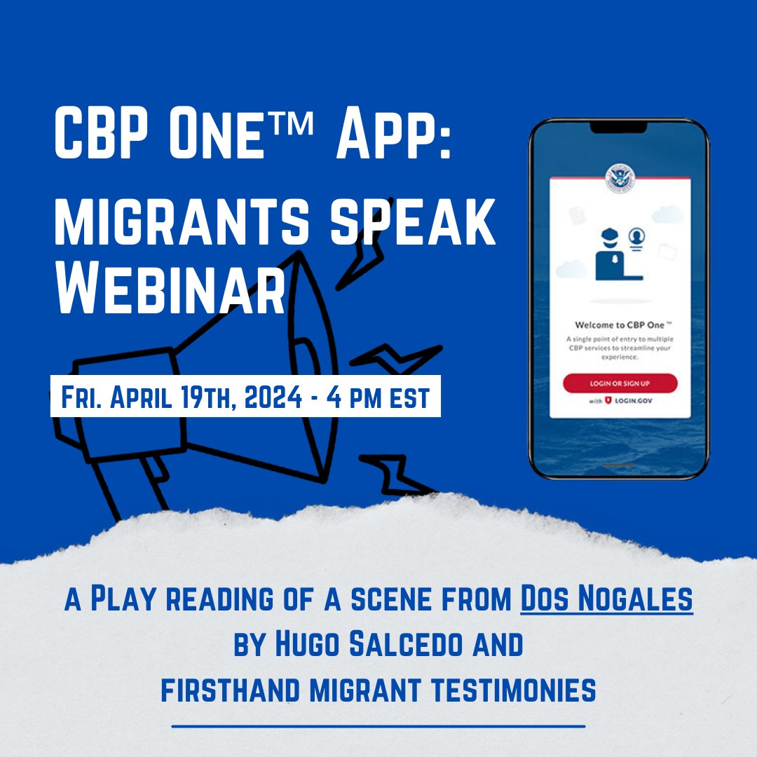 Join us for the following webinar from our partners that reveals some of the difficulties that asylum seekers face when trying to access the asylum system at the Southern border. It features a scene from Dos Nogales from acclaimed playwright Hugo Salcedo. us02web.zoom.us/webinar/regist…