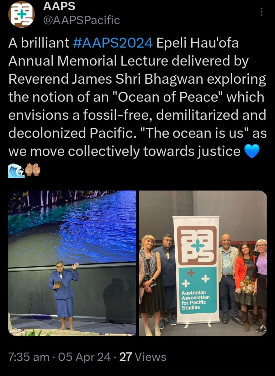 'Framing the Ocean Of Peace as a Peacebuilding not Militarization concept' - key message from @PadreJB @lotupasifika & @GPPAC Pacific Regional Representative at Annual Memorial Epeli Hau'ofa Lecture