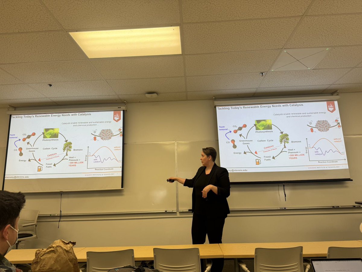 Alyssa gave an excellent department seminar today to us. So excited to learn nanoparticle reconstruction under working condition with multiscale simulations. @hensley_catal @FanglinGroup @UMassLowell