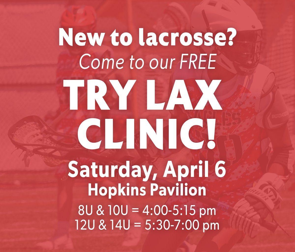 🥍 Free Try LAX clinic this Saturday, April 6th! 
🥍 Great for new players or current players that need a refresher!
🥍 Equipment available to borrow if needed!
🥍 No pre-registration required, just show up!

#boyslacrosse #youthlax #edenprairiemn #EdenPrairie