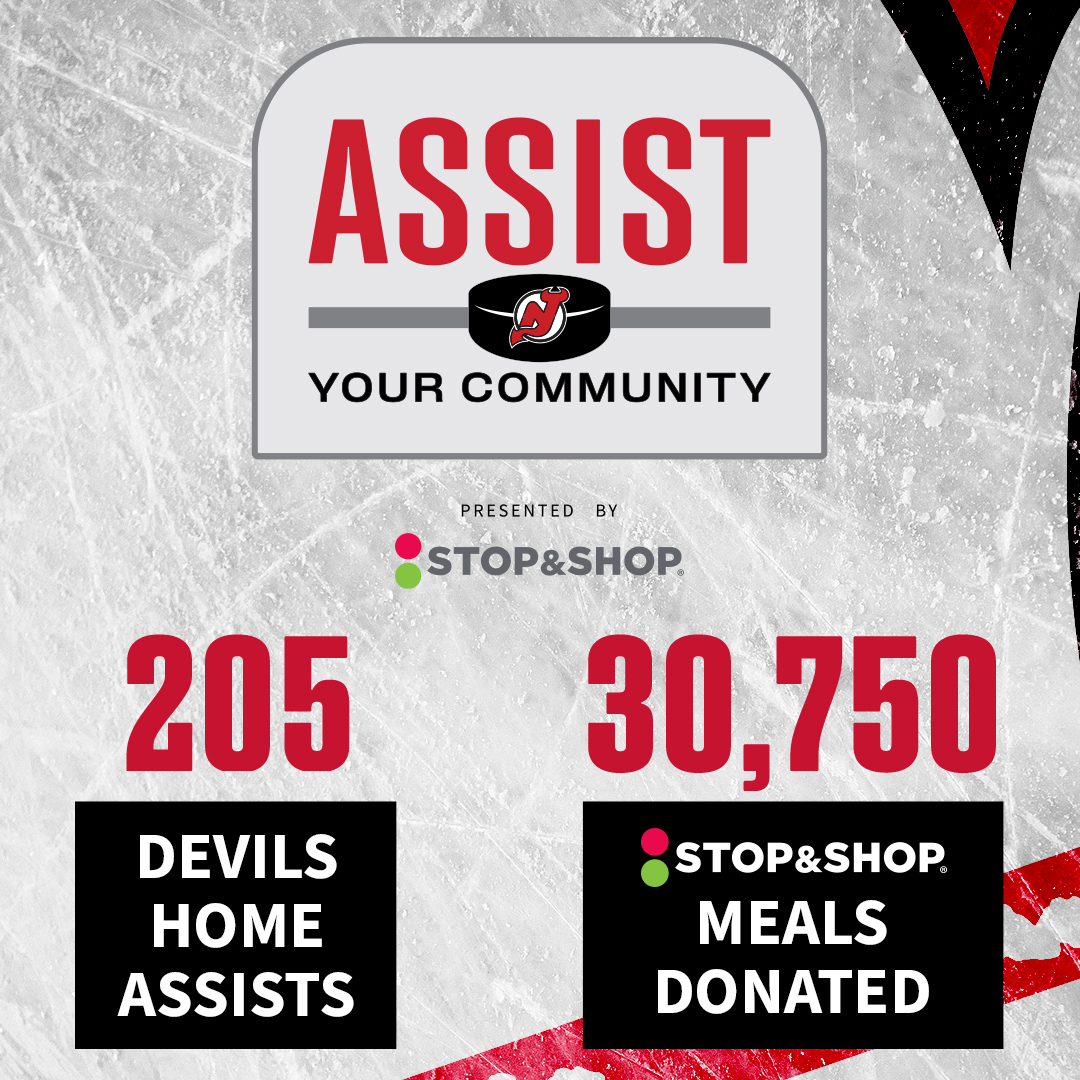Assists on the ice 🤝 Assists in the community For every #NJDevils assist recorded at The Rock this season, @StopandShop will donate 150 meals to @CFBNJ! Here's where we stand so far ⤵️