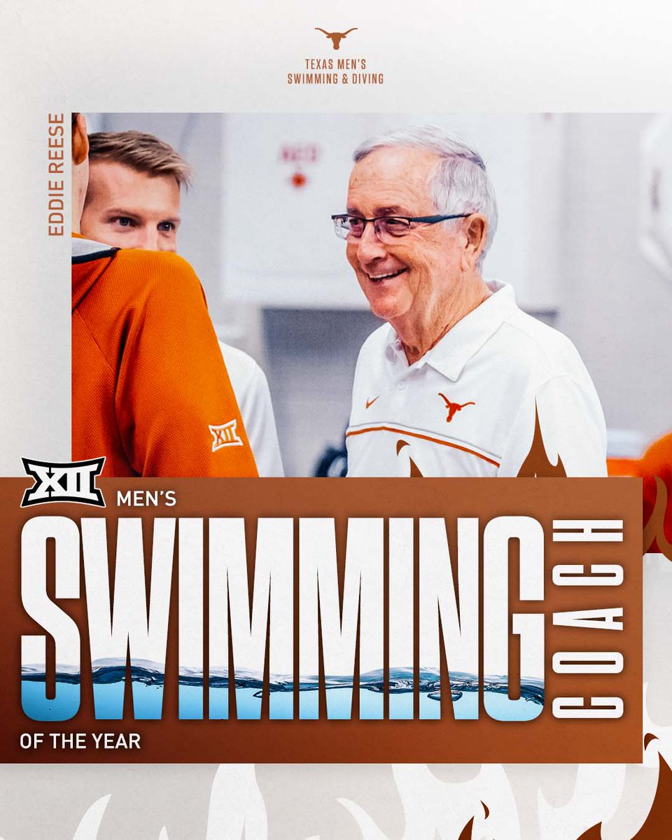 Eddie Reese – 2024 Big 12 Men's Swimming Coach of the Year! 🤘🐐
