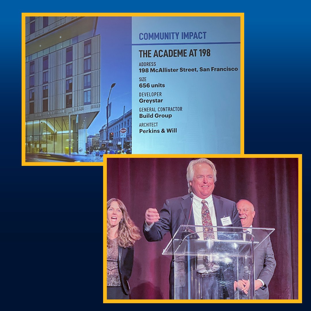 UC Law SF was awarded the SF Business Times Community Impact of the Year Award for The Academe at 198, as the campus positively transforms the neighborhood and adds needed housing. bizj.us/1qkwo0