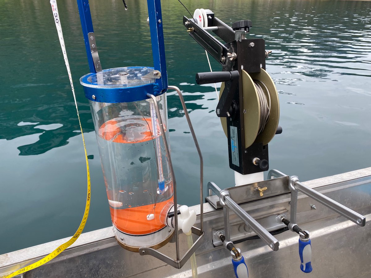 And we also took water samples along a vertical cross section at the deepest point as well as above the position of each core with a #Schindler #sampler. #UWITEC