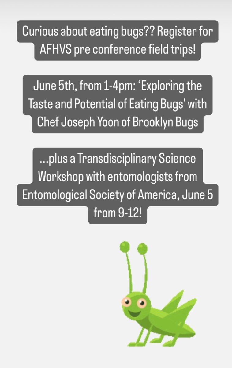 When you register for AFHVS in Syracuse this year, make sure to check out two conference 'field trips'. Katie Dentzman, Anna Erwin, and Clint Pilcher are organizing as part of a USDA NIFA conference grant with the Entomological Society of America!